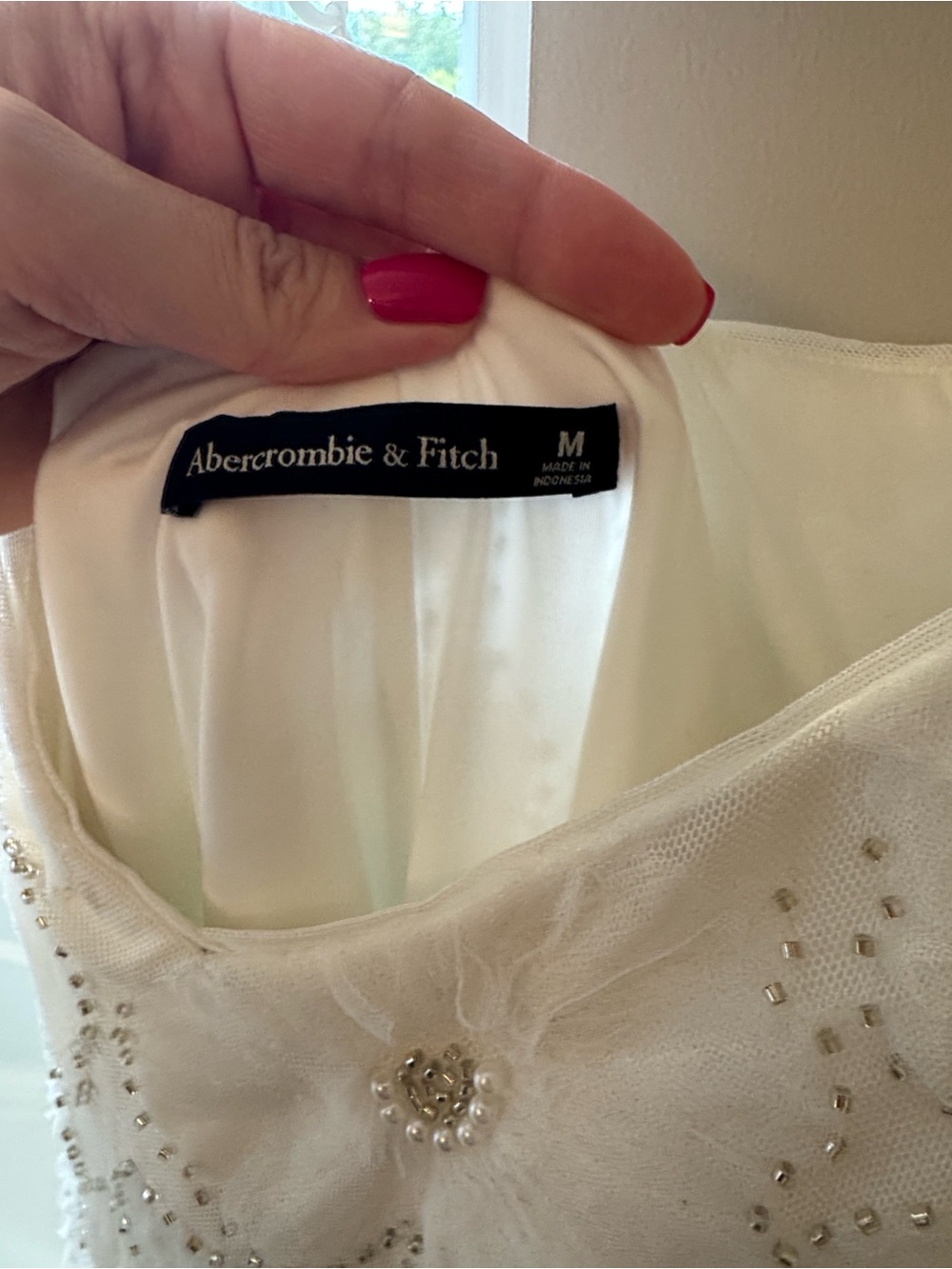 Abercrombie & Fitch White Beaded Floral Slip Dress - Women - Picture 4 of 5